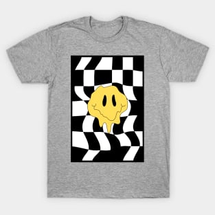 Trippy distorted smiley face and checkers T-Shirt